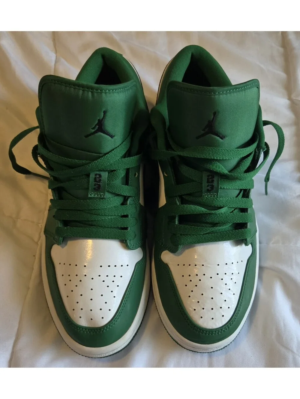 Nike Air Jordan 1 Low Pine Green 553560-301 Black White Green Size 9.5